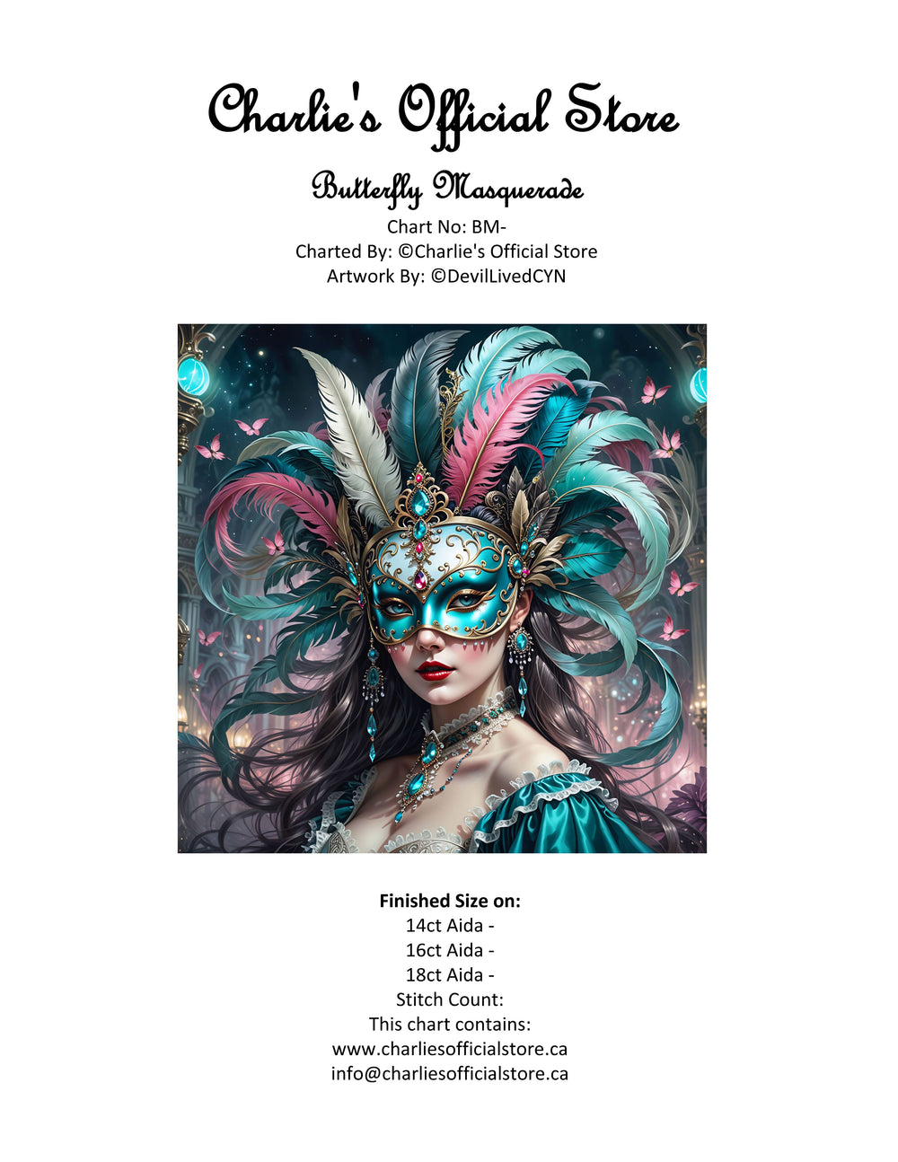 Counted Cross Stitch Butterfly Masquerade Digital Download (Copy) Charlie's Official Store