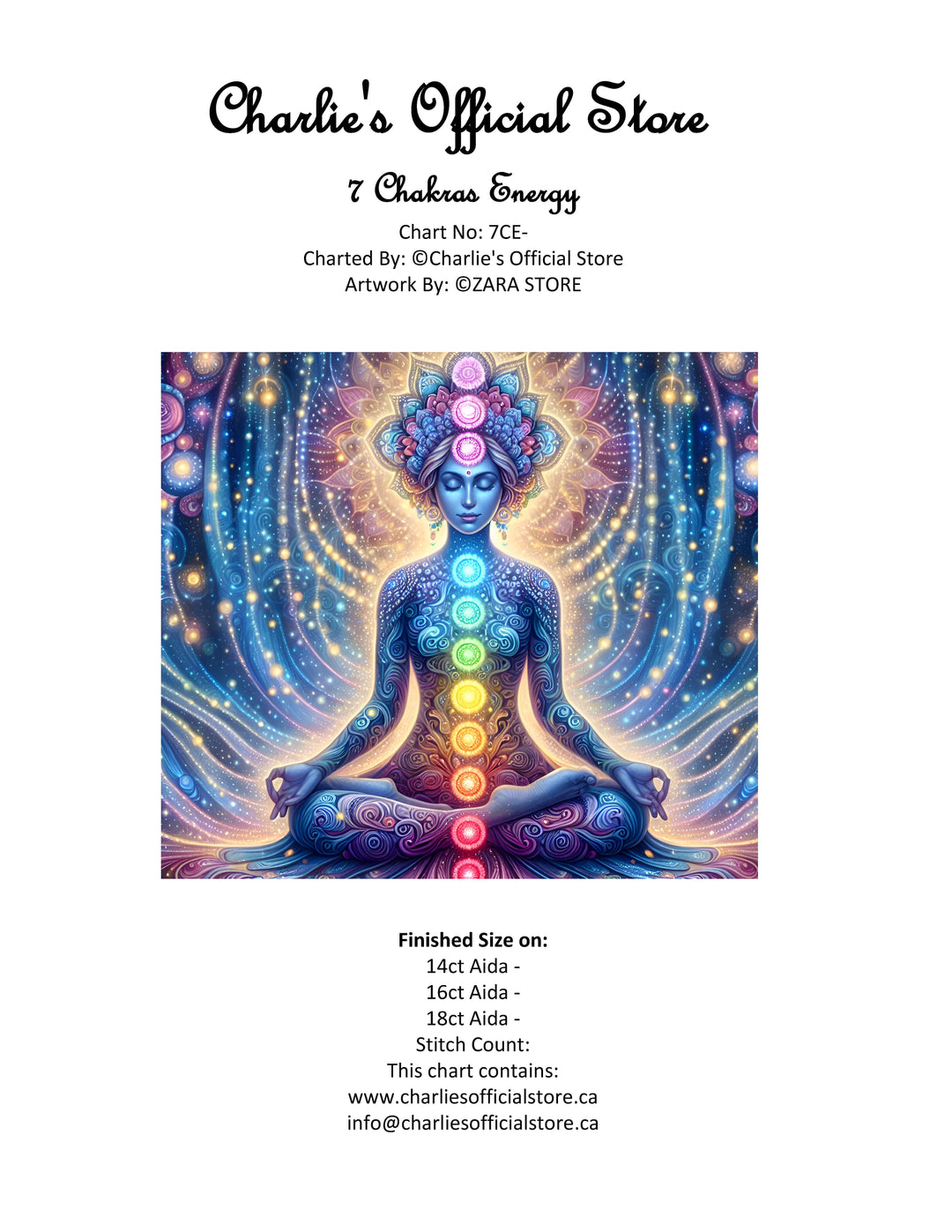 Counted Cross Stitch - 7 Energy Chakra - Digital Download PDF File Charlie's Official Store