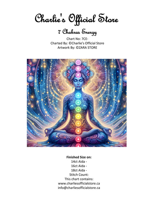 Counted Cross Stitch - 7 Energy Chakra - Digital Download PDF File Charlie's Official Store