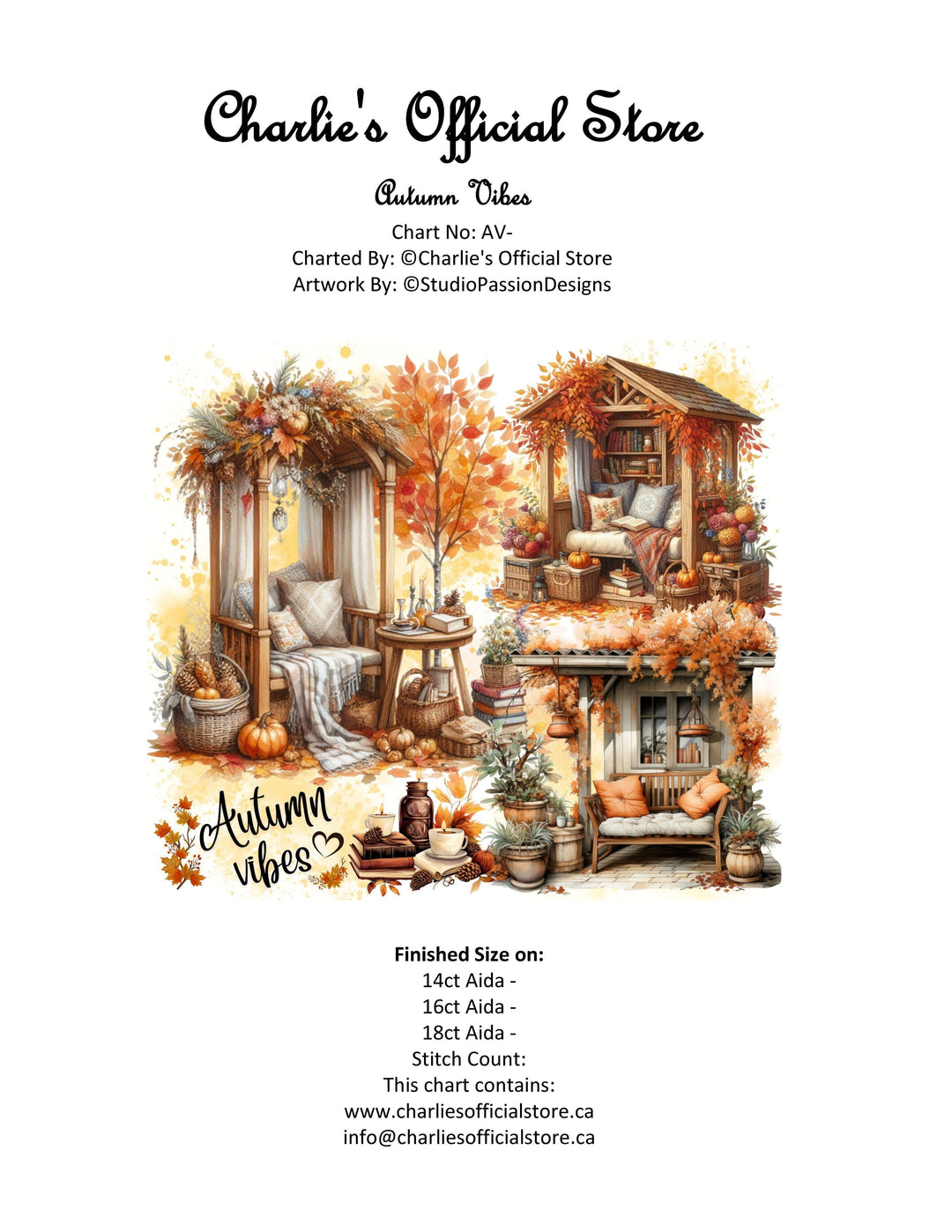 Counted Cross Stitch - Autumn Vibes - Digital Downlod PDF (Copy) Charlie's Official Store