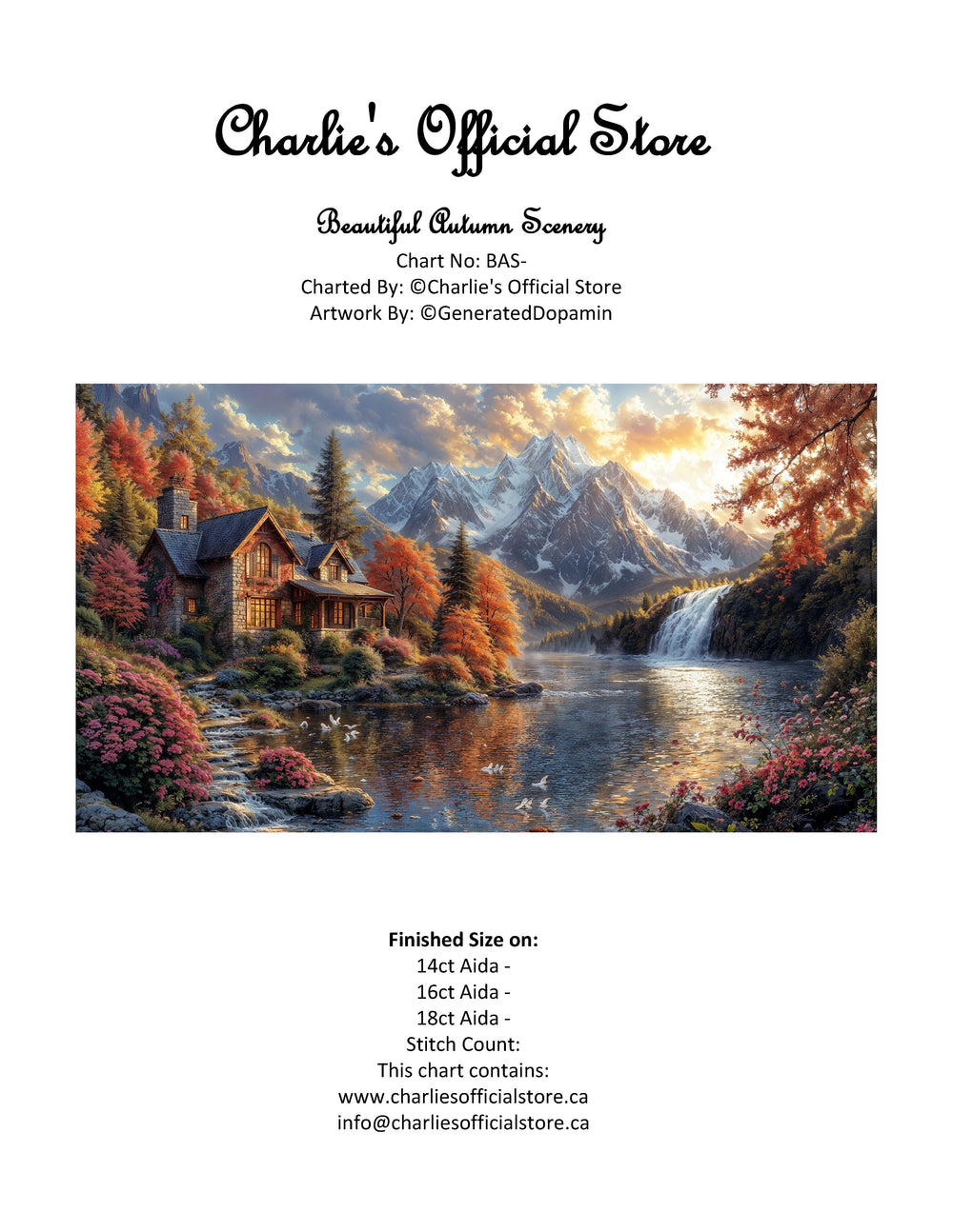 Counted Cross Stitch - Beautiful Autumn Scenery - Digital Downlod PDF Charlie's Official Store
