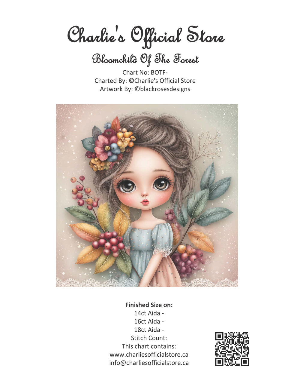 Counted Cross Stitch - Bloomchild Of The Forest - Digital Download PDF File (Copy) Charlie's Official Store