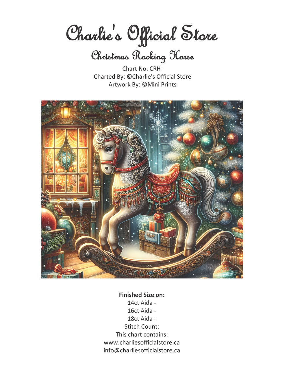 Counted Cross Stitch - Christmas Rocking Horse - Digital Download PDF File (Copy) Charlie's Official Store
