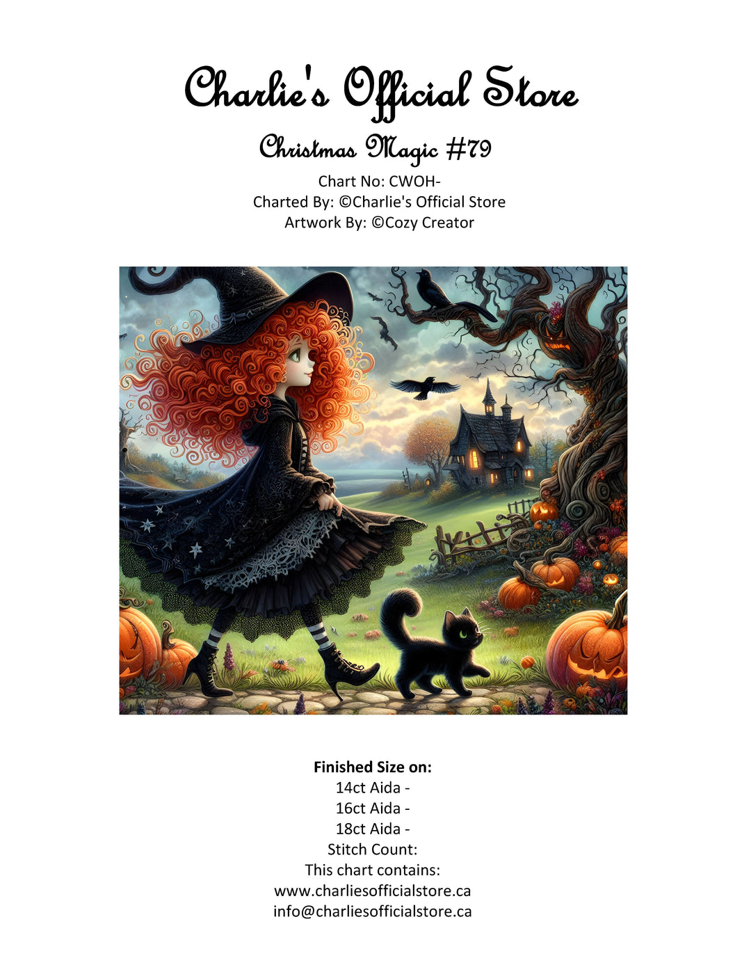 Counted Cross Stitch - Cottage Witch On Halloween - Digital Downlod PDF (Copy) Charlie's Official Store