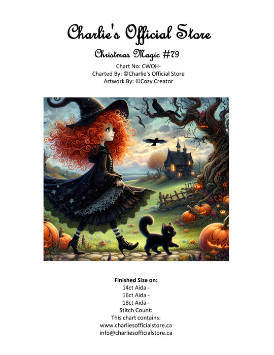 Counted Cross Stitch - Cottage Witch On Halloween - Digital Downlod PDF (Copy) Charlie's Official Store