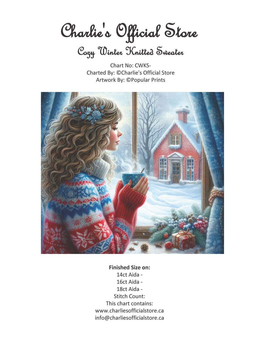Counted Cross Stitch - Cozy Winter Knitted Sweater - Digital Download PDF File (Copy) Charlie's Official Store