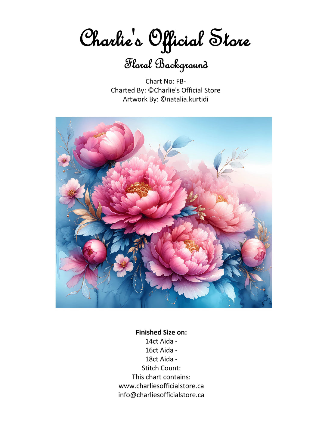 Counted Cross Stitch - Floral Background - Digital Downlod PDF (Copy) Charlie's Official Store