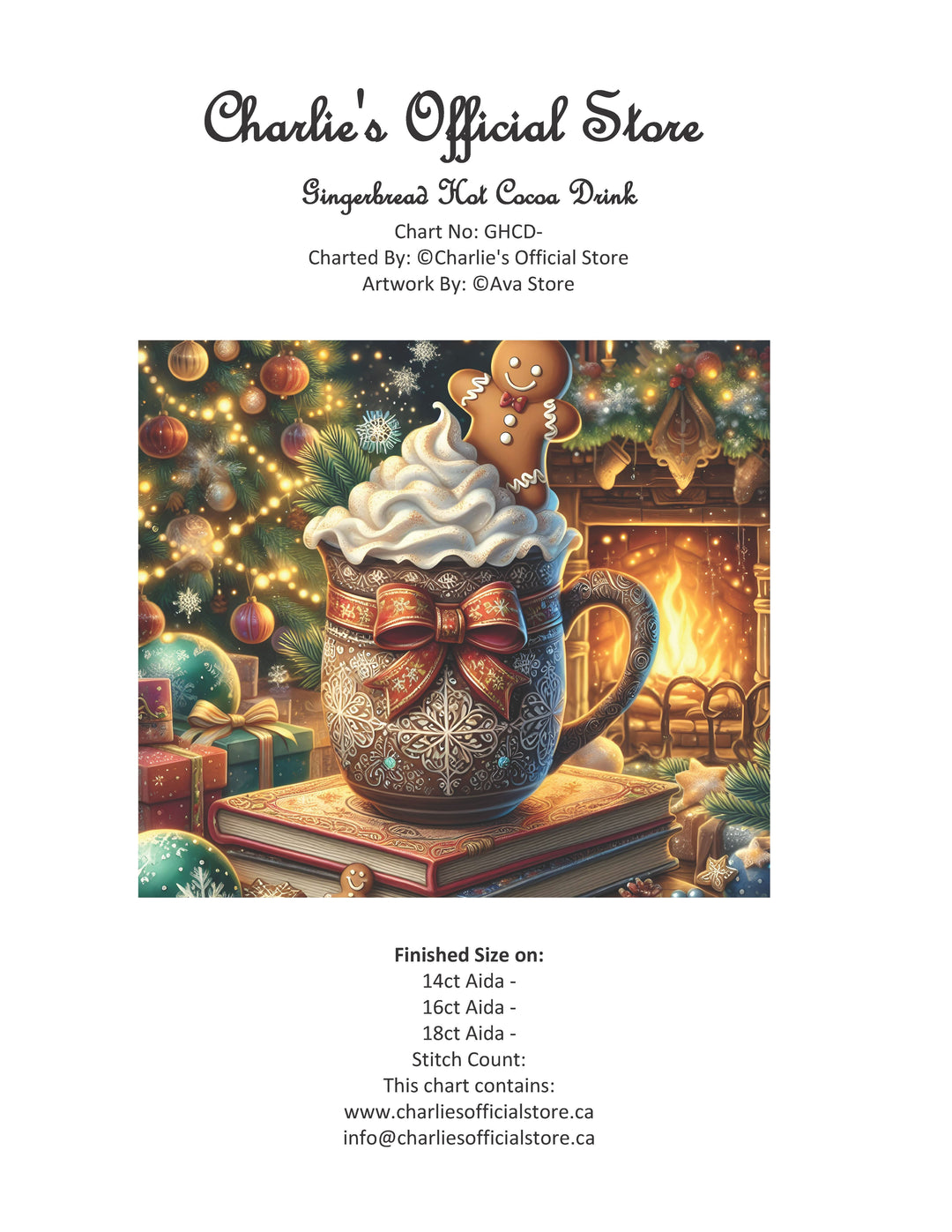 Counted Cross Stitch - Gingerbread Hot Cocoa Drink - Digital Download PDF File (Copy) Charlie's Official Store