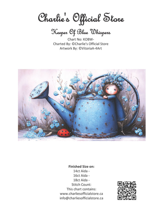 Counted Cross Stitch - Keeper Of Blue Whispers - Digital Download PDF File Charlie's Official Store
