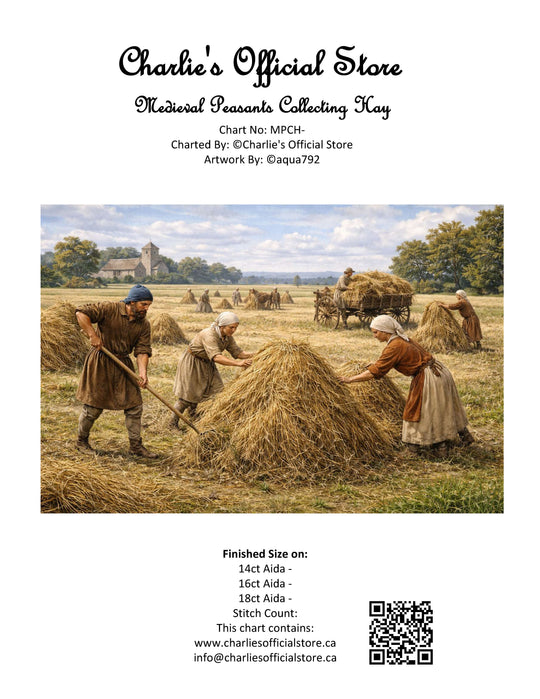 Counted Cross Stitch - Medieval Peasants Collecting Hay - Digital Download PDF File (Copy) Charlie's Official Store