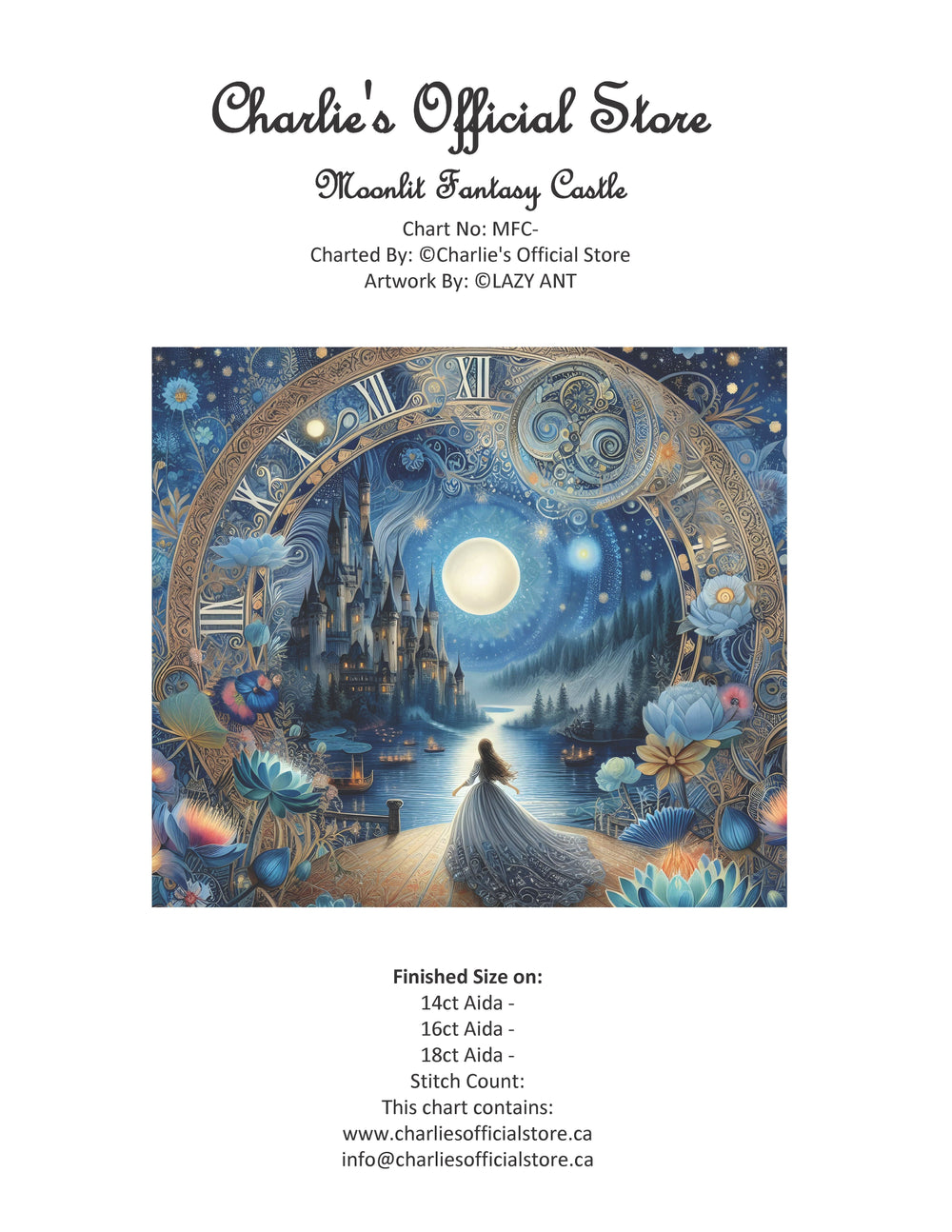 Counted Cross Stitch - Moonlit Fantasy Castle - Digital Download PDF File (Copy) Charlie's Official Store