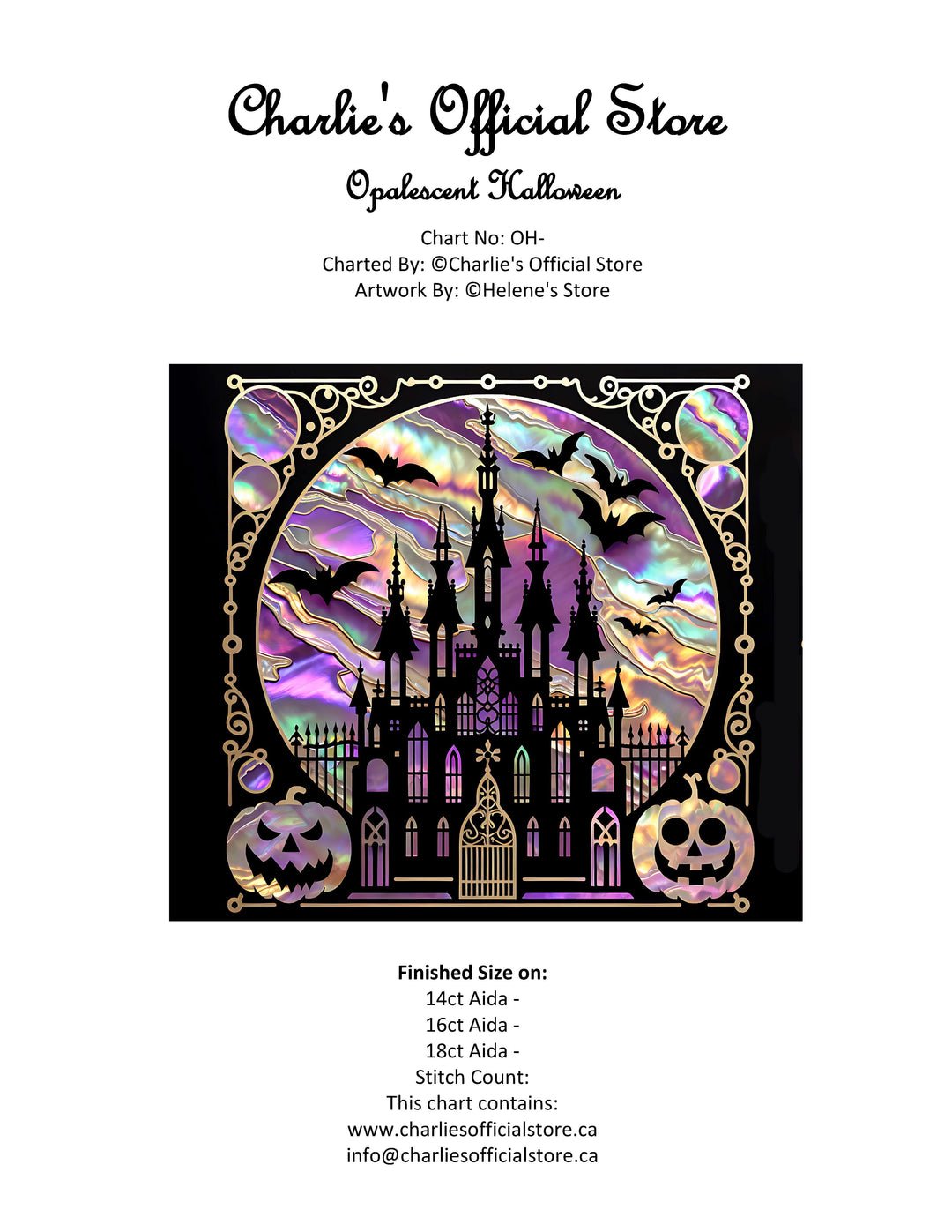 Counted Cross Stitch - Opalescent Halloween - Digital Downlod PDF (Copy) Charlie's Official Store
