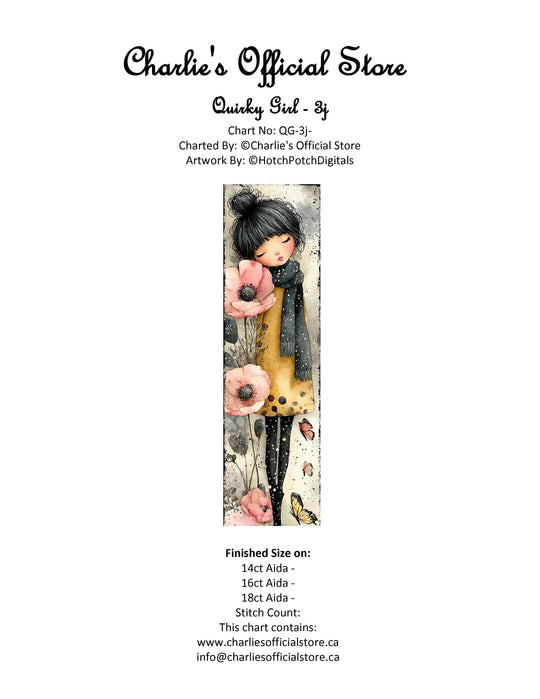 Counted Cross Stitch Quirky Girl - 3J Digital Download PDF File Charlie's Official Store