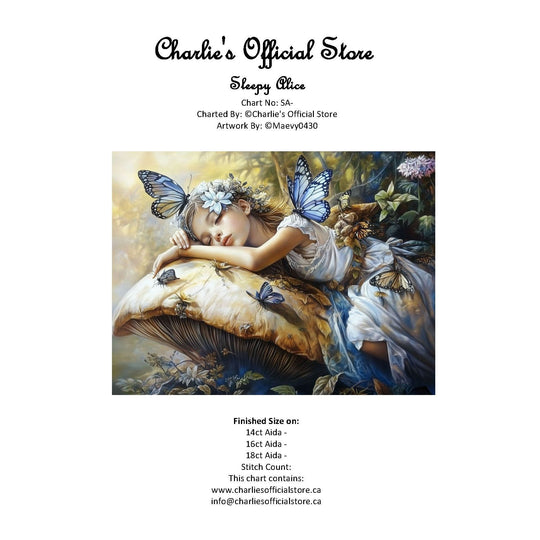 Counted Cross Stitch - Sleepy Alice - Digital Downlod PDF Charlie's Official Store