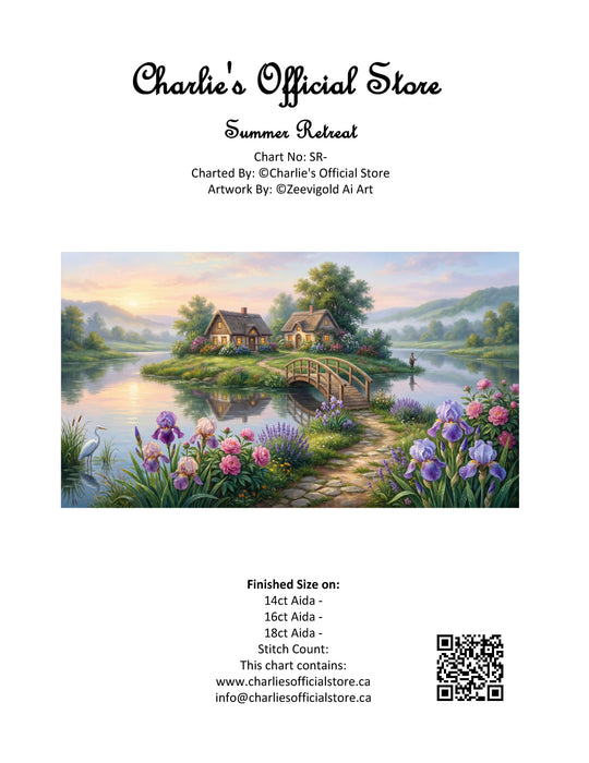 Counted Cross Stitch - Summer Retreat - Digital Download PDF File Charlie's Official Store