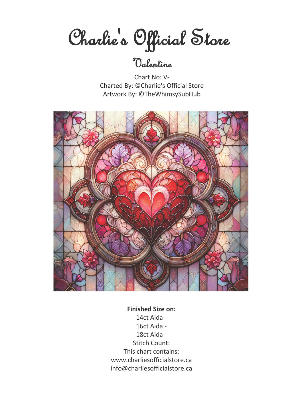 Counted Cross Valentine Digital Download PDF Format Charlie's Official Store