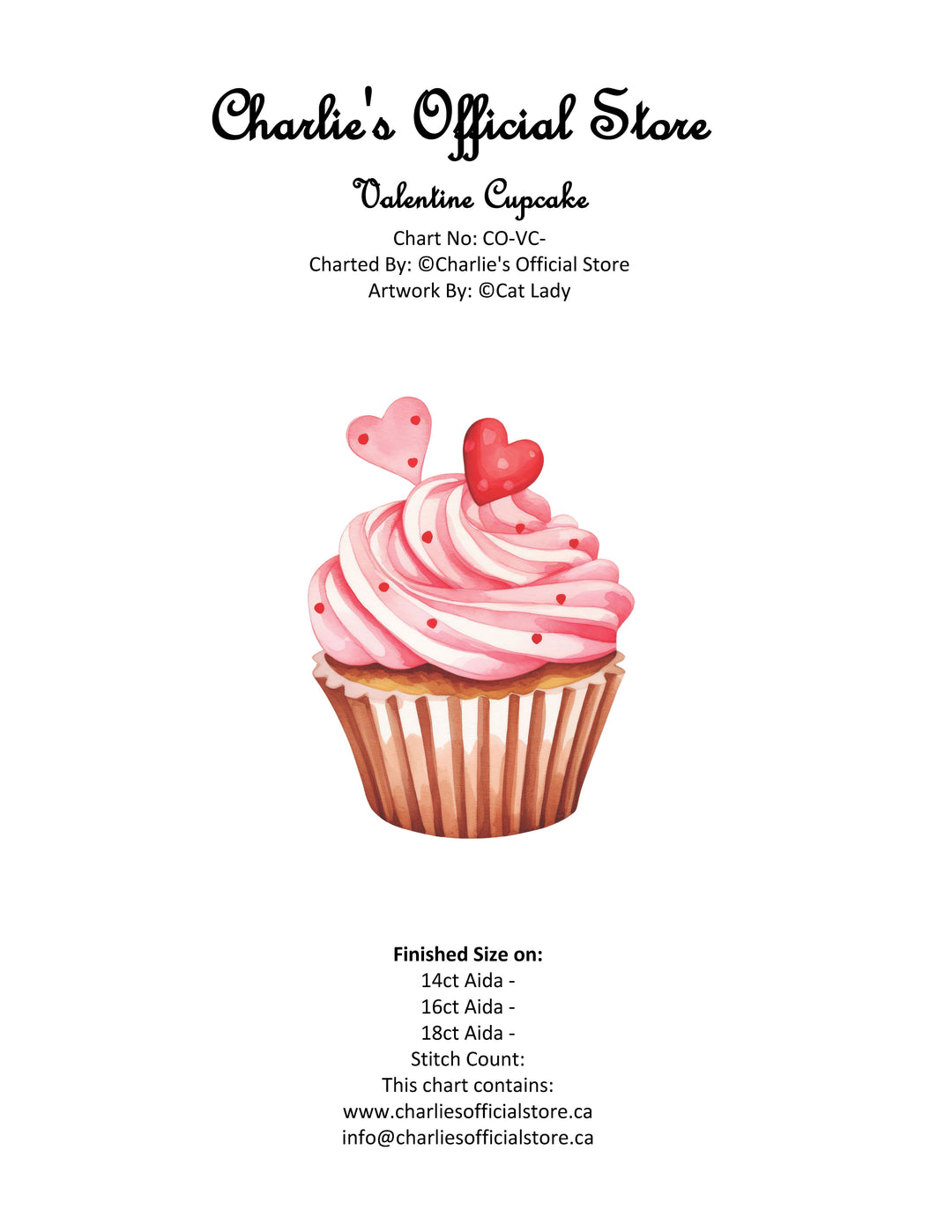 Counted Cross Stitch - Valentine Cupcake - Partial Coverage Digital Download PDF File (Copy) Charlie's Official Store