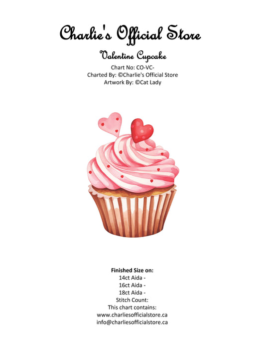 Counted Cross Stitch - Valentine Cupcake - Partial Coverage Digital Download PDF File (Copy) Charlie's Official Store
