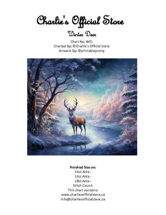 Counted Cross Stitch - Winter Deer - Digital Download PDF download file (Copy) Charlie's Official Store