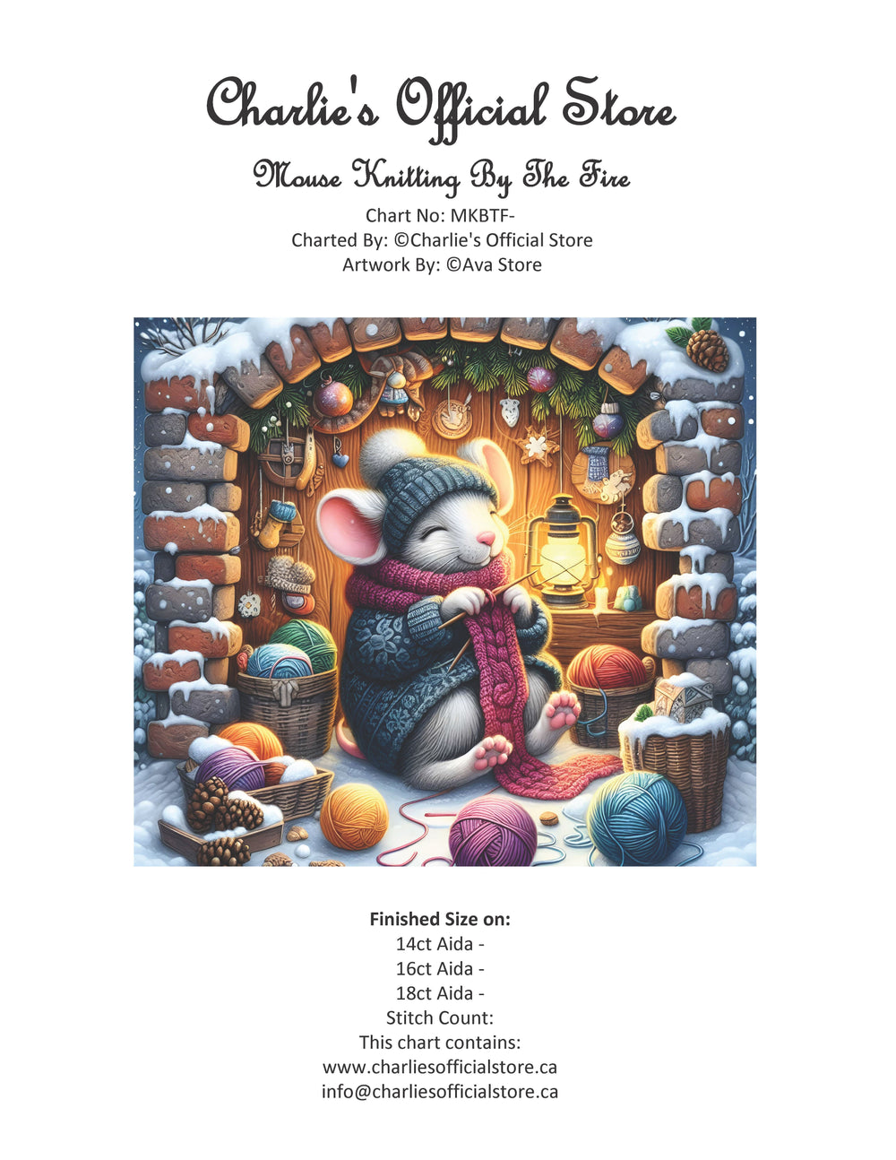 Counted Cross Stitch - Mouse Knitting By The Fire - Digital Download PDF File (Copy) Charlie's Official Store