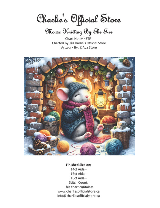 Counted Cross Stitch - Mouse Knitting By The Fire - Digital Download PDF File (Copy) Charlie's Official Store