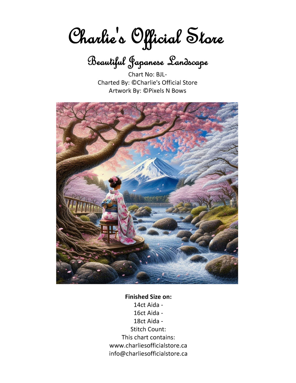 Counted Cross Stitch Beautiful Japanese Landscape - 3 / 11ct & 14ct Digital Download PDF Files Charlie's Official Store