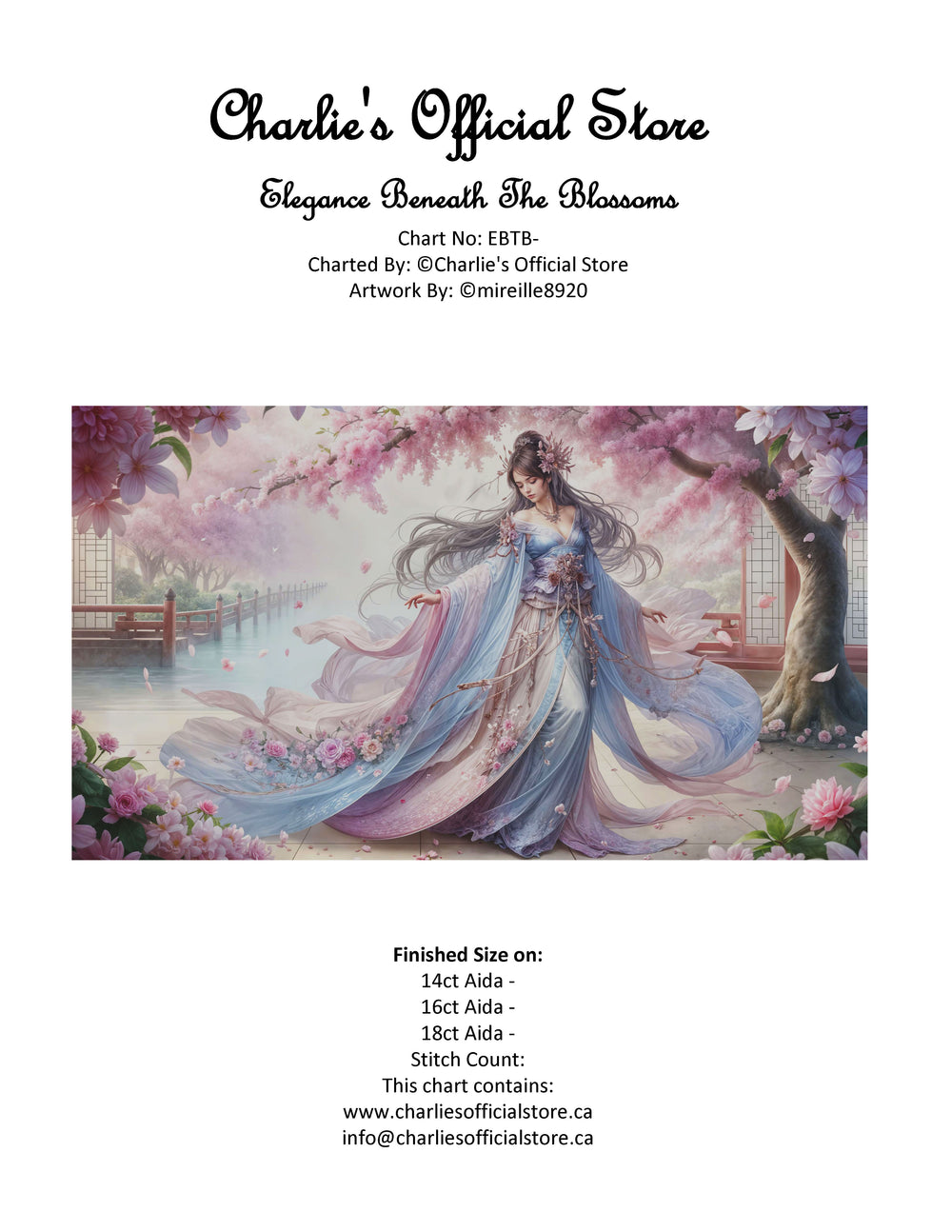 Counted Cross -Elegance Beneath The Blossoms - Full Coverage Digital Download PDF Format