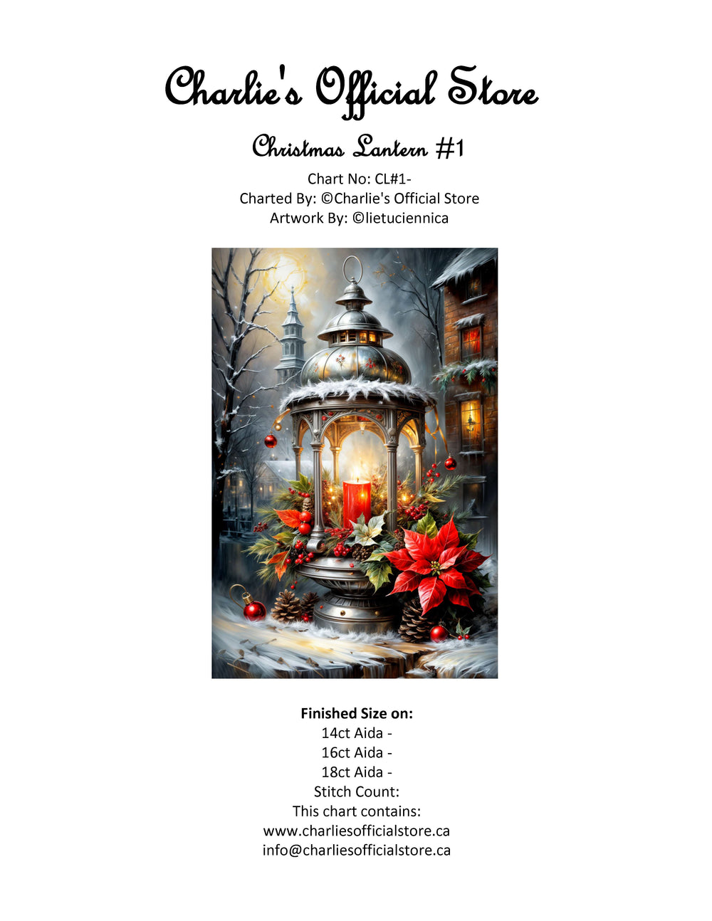 Counted Cross Stitch Christmas Lantern #1 Digital Download PDF Format (Copy) Charlie's Official Store