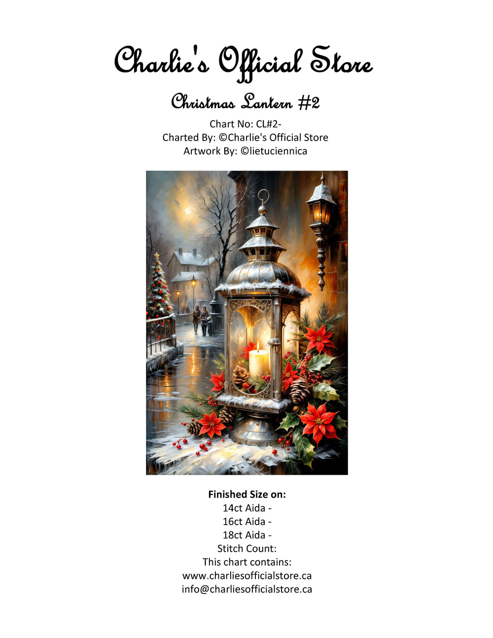 Counted Cross Stitch Christmas Lantern #2 Digital Download PDF Format Charlie's Official Store