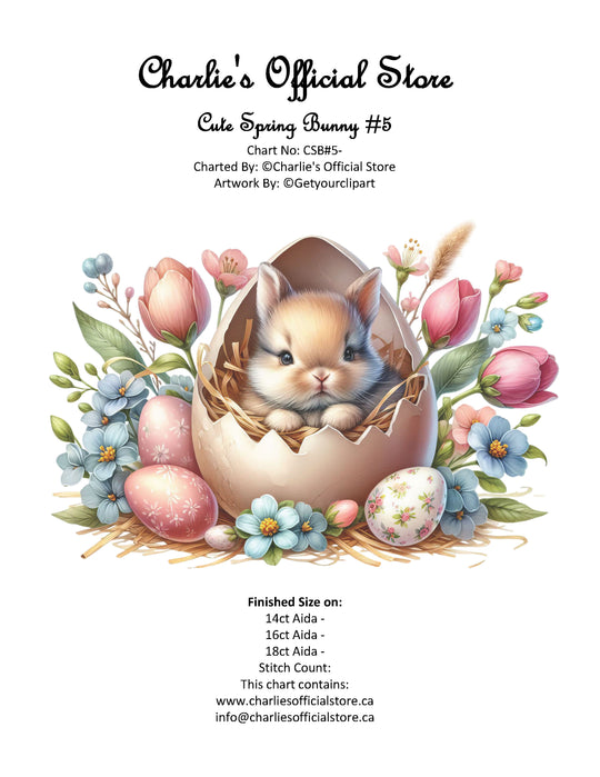 Counted Cross Stitch - Cute Spring Bunny #5 - Digital Download PDF download file