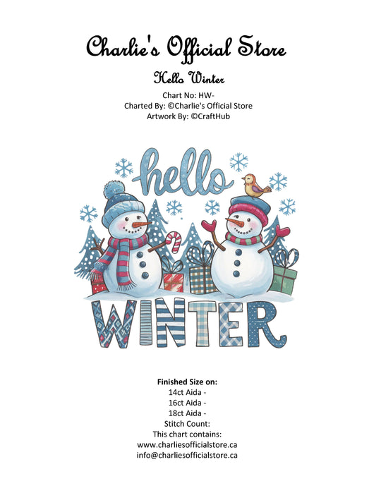 Counted Cross Stitch - Hello Winter - Partial Coverage Digital Download PDF File (Copy) Charlie's Official Store