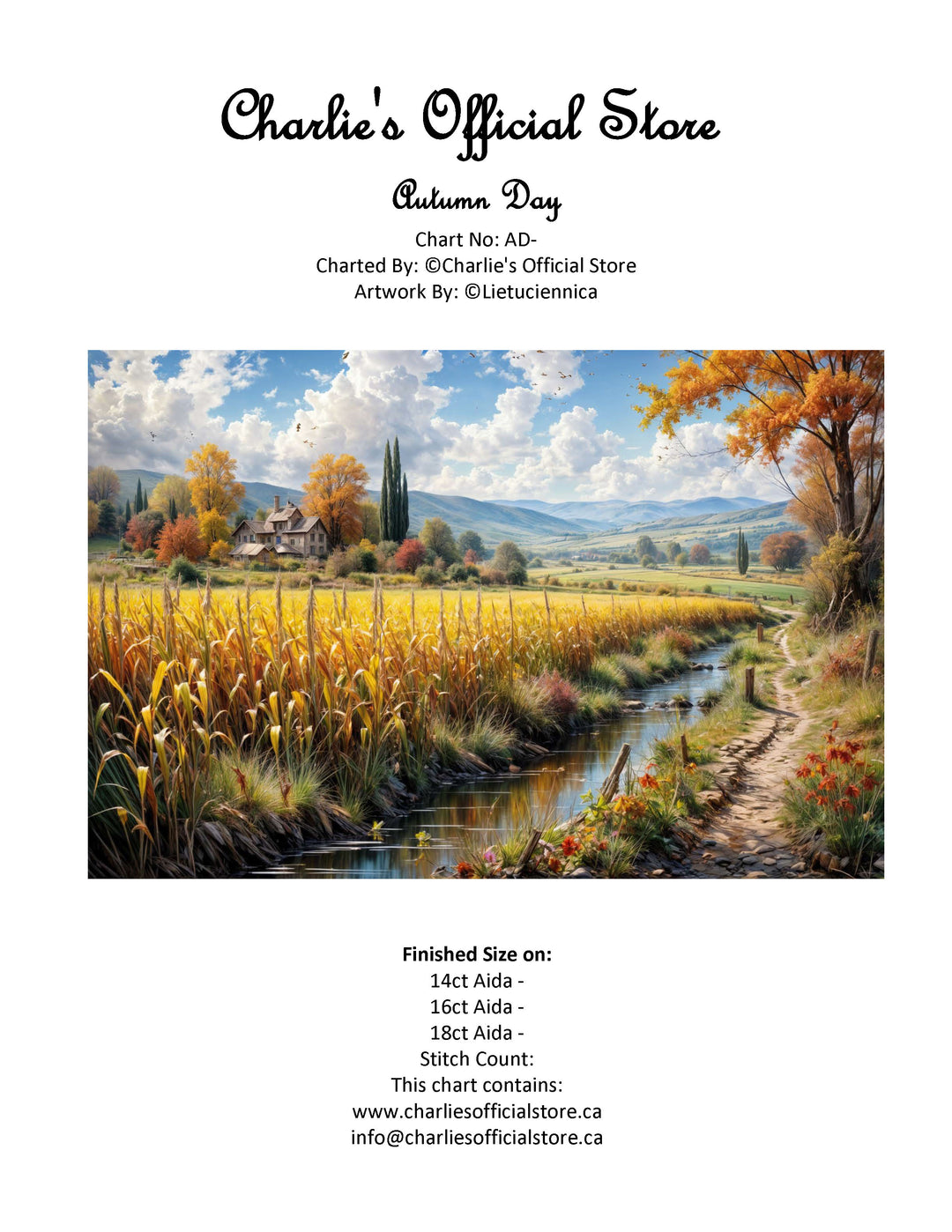 Counted Cross Stitch Autumn Day Digital Download PDF Format Charlie's Official Store