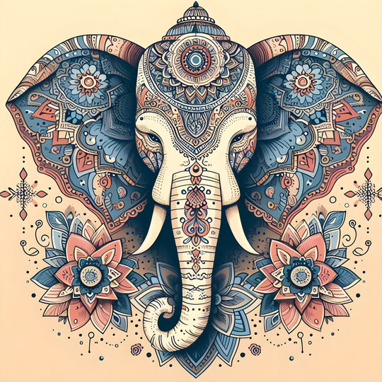 Counted Cross Stitch Elephant - Artwork Indian Style - 2  Digital Download Charlie's Official Store