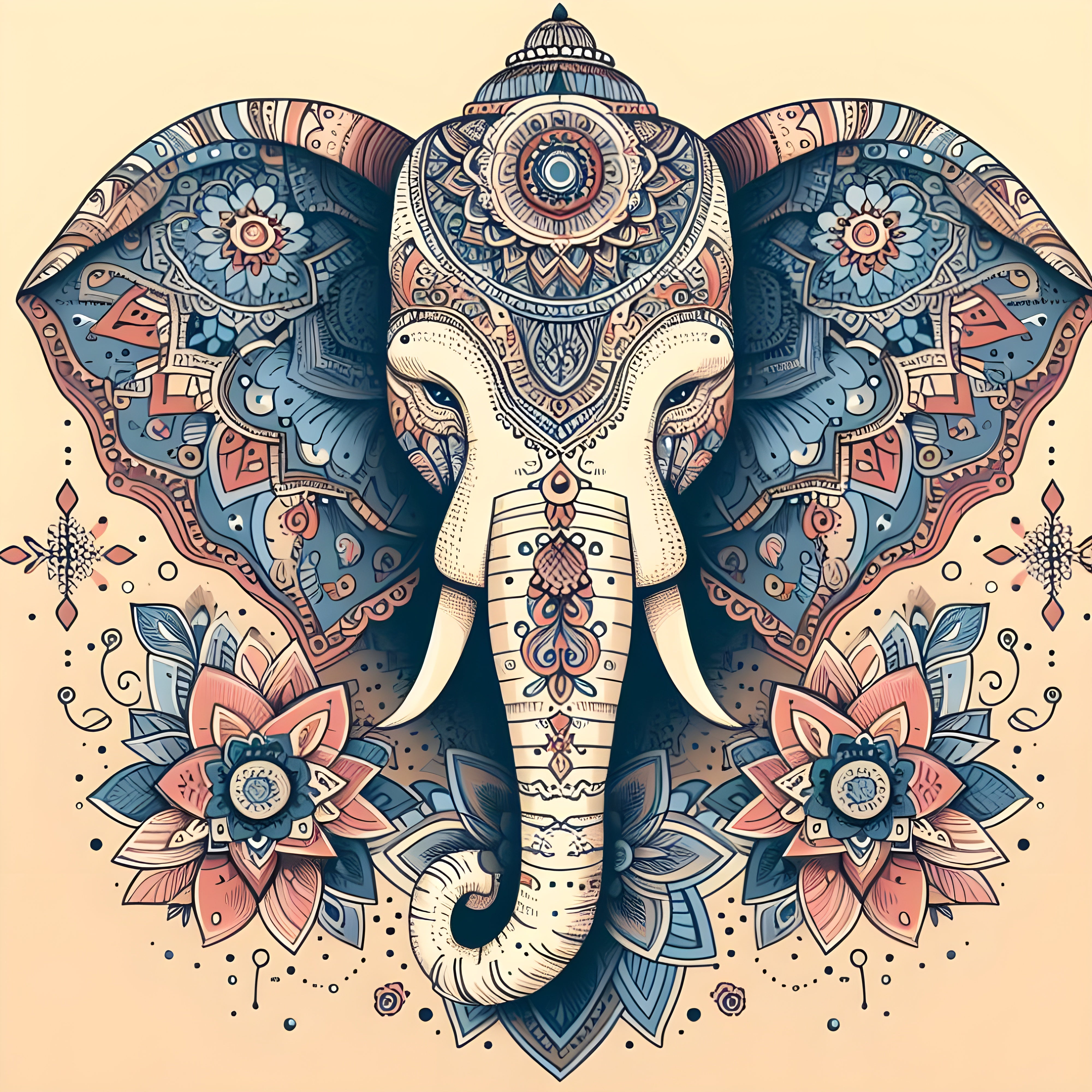 Counted Cross Stitch Elephant - Artwork Indian Style - 2  Digital Download Charlie's Official Store