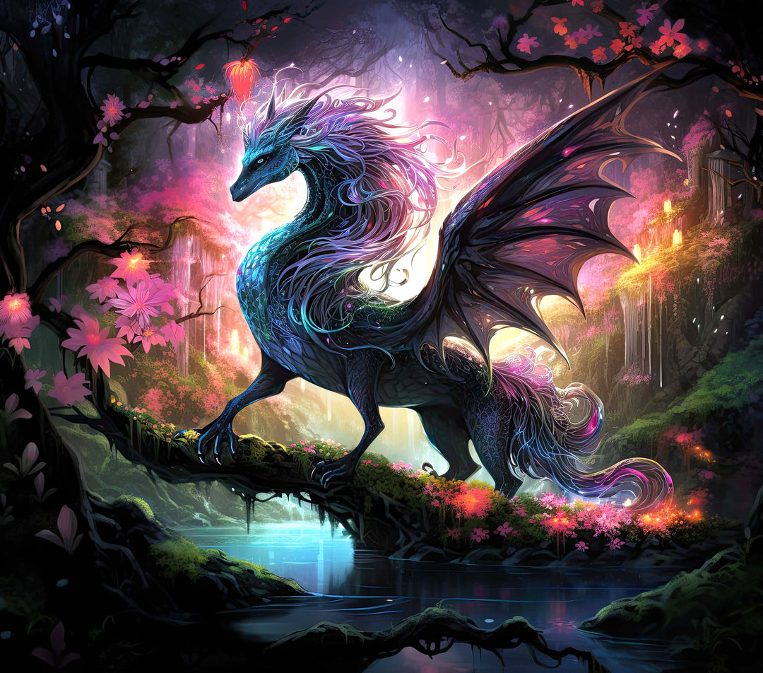 Counted Cross Stitch Enchanted Forest And Dark Dragon Digital Download Charlie's Official Store