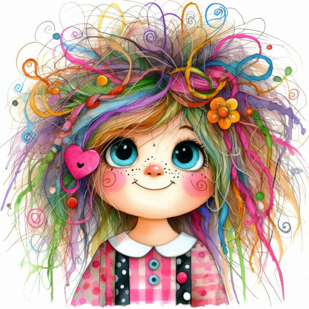 Counted Cross Stitch Little Girl With Frazzled Hair #30 Partial Coverage Digital Download PDF File Charlie's Official Store