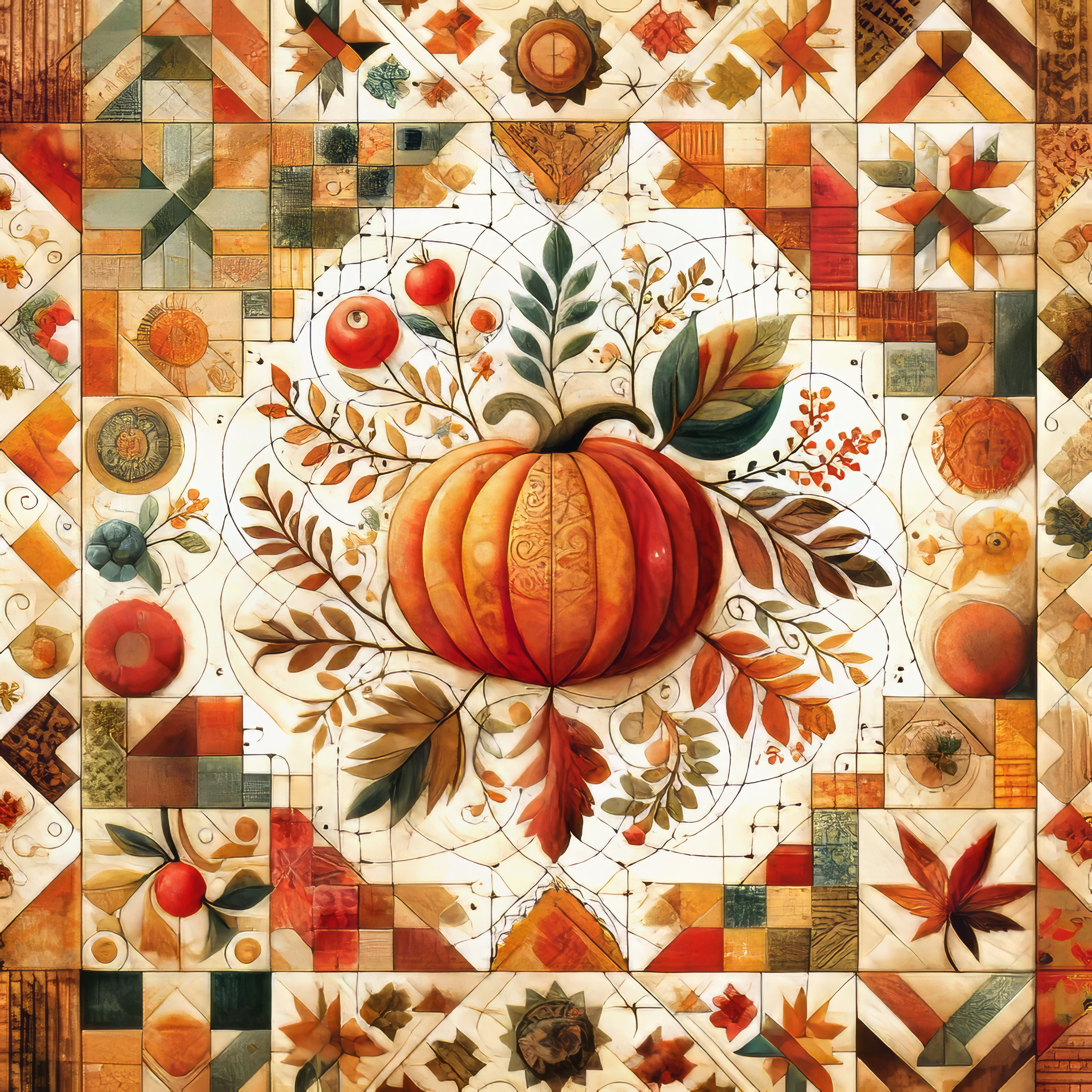 Stamped Cross-Stitch Autumn Quilt #6 Full Coverage 11ct 14ct Charlie's Official Store