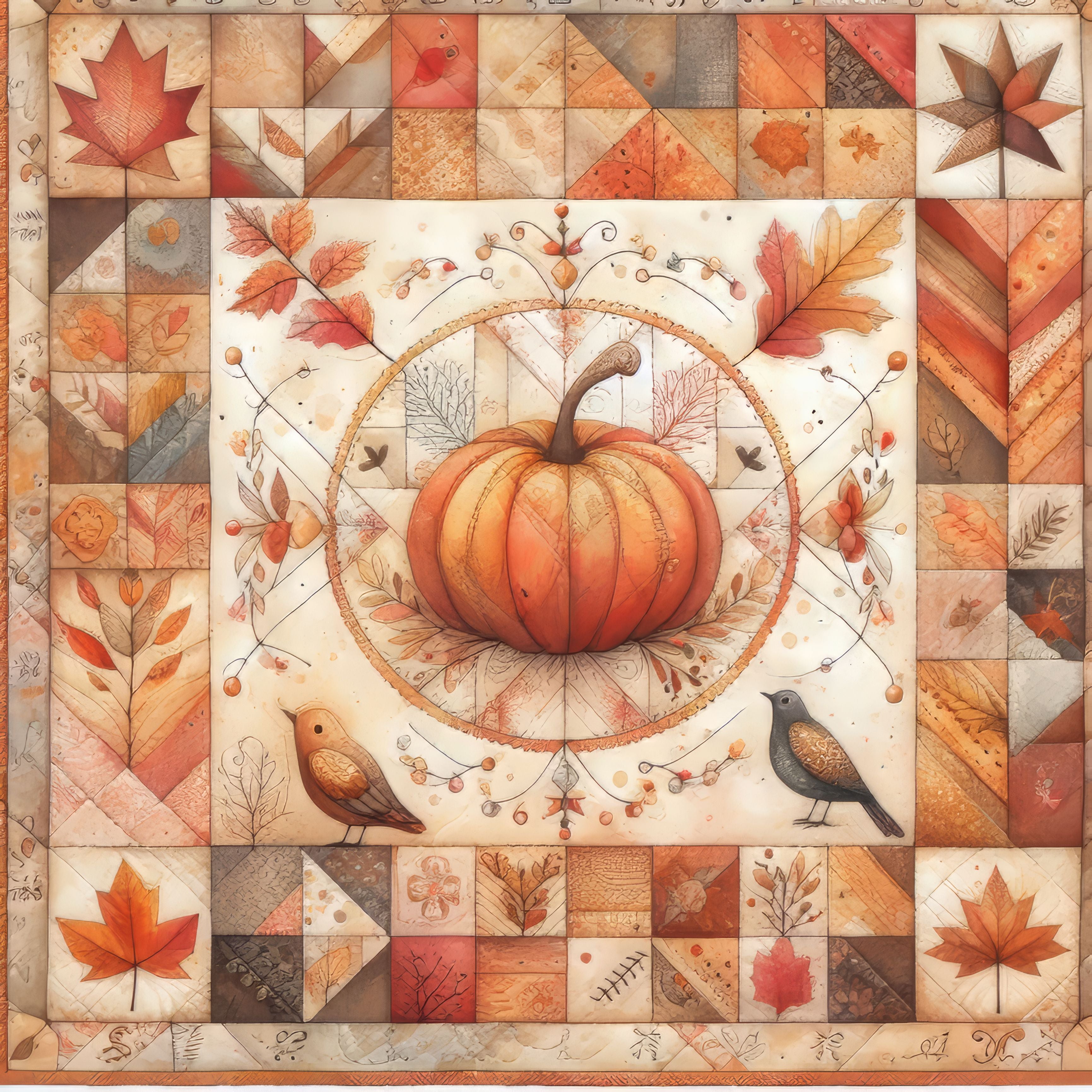 Counted Cross-Stitch Autumn Quilt #8 Full Coverage Digital Download PDF File Charlie's Official Store