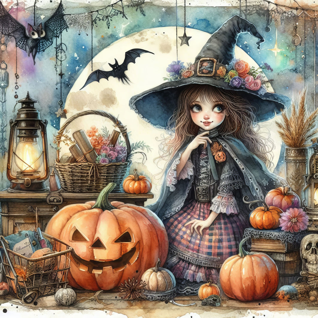 Diamond Painting Cute Halloween Witch - 1 Round & Square Full Coverage Charlie's Official Store