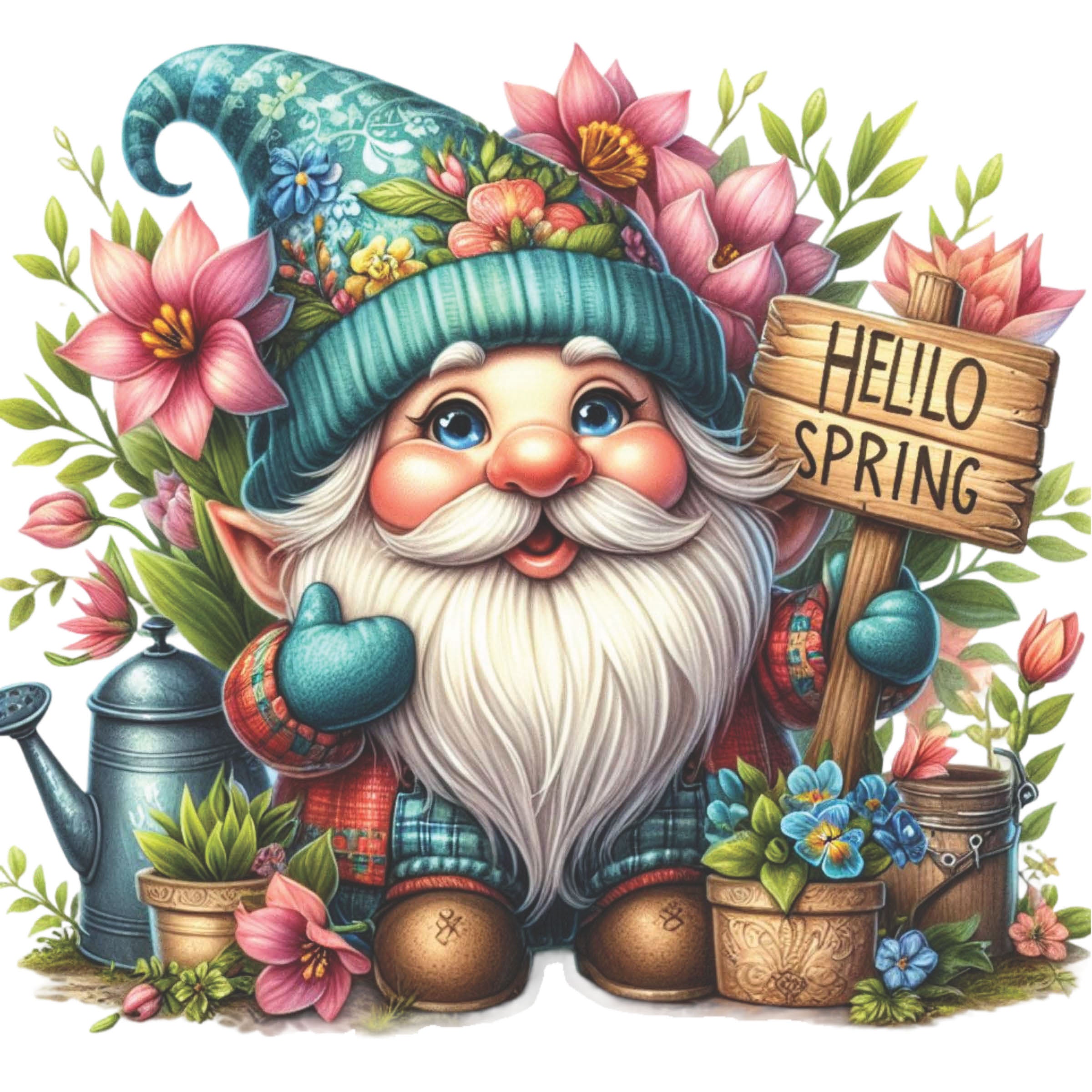 Counted Cross Stitch Hello Spring - Gnome 4  Digital Download Charlie's Official Store