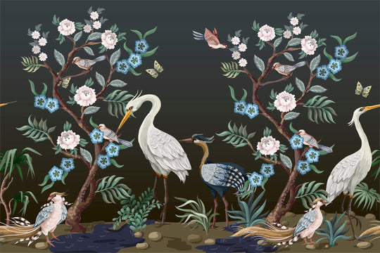 Stamped Cross Stitch Herons & Peonies full Coverage 11ct & 14ct Charlie's Official Store