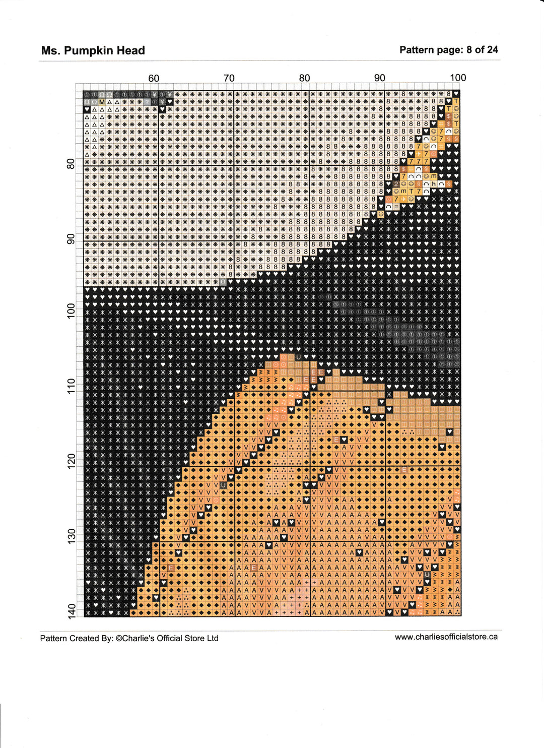 Ms. Pumpkin Head Counted Cross Stitch  Digital Download - Charlie's Diamond Painting