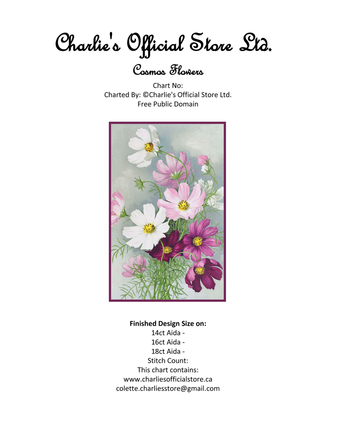 Cosmos Flowers Counted Cross-Stitch Digital Download - Charlie's Diamond Painting