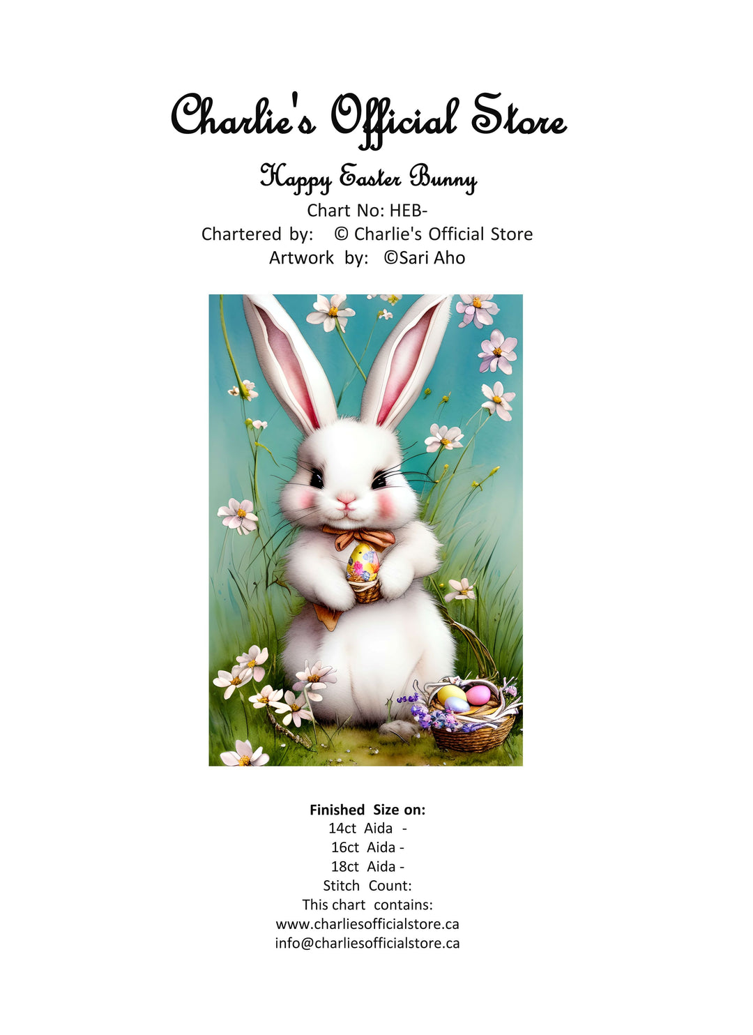 Counted Cross-Stitch Happy Easter Bunny Digital Download Charlie's Official Store