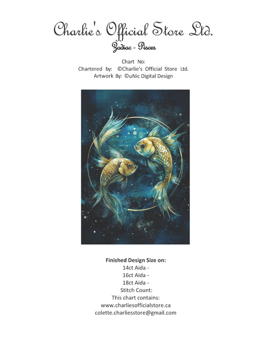 Zodiac -  Pisces Counted Cross Stitch Digital Download - Charlie's Diamond Painting