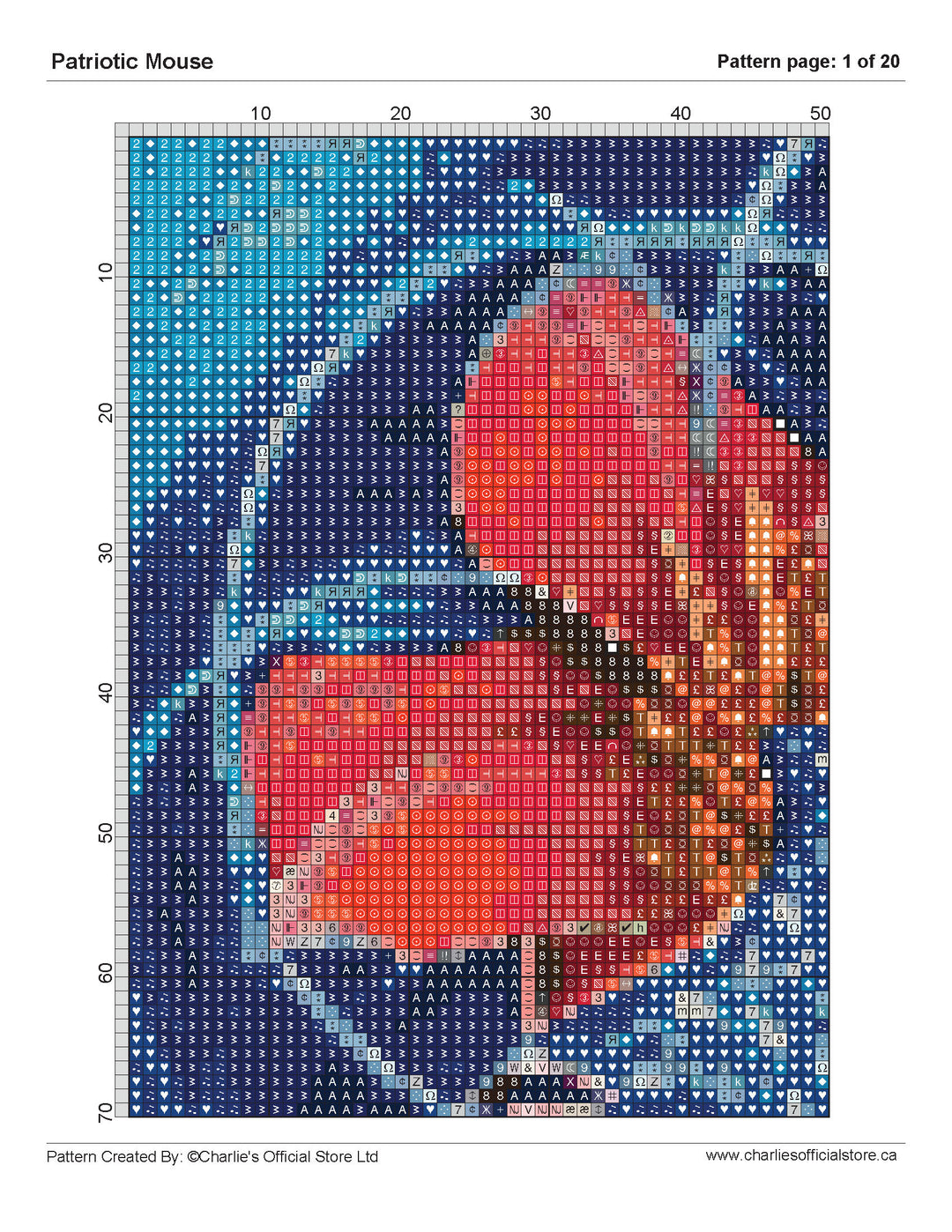 Patriotic Mouse Counted Cross-Stitch Digital Download - Charlie's Diamond Painting