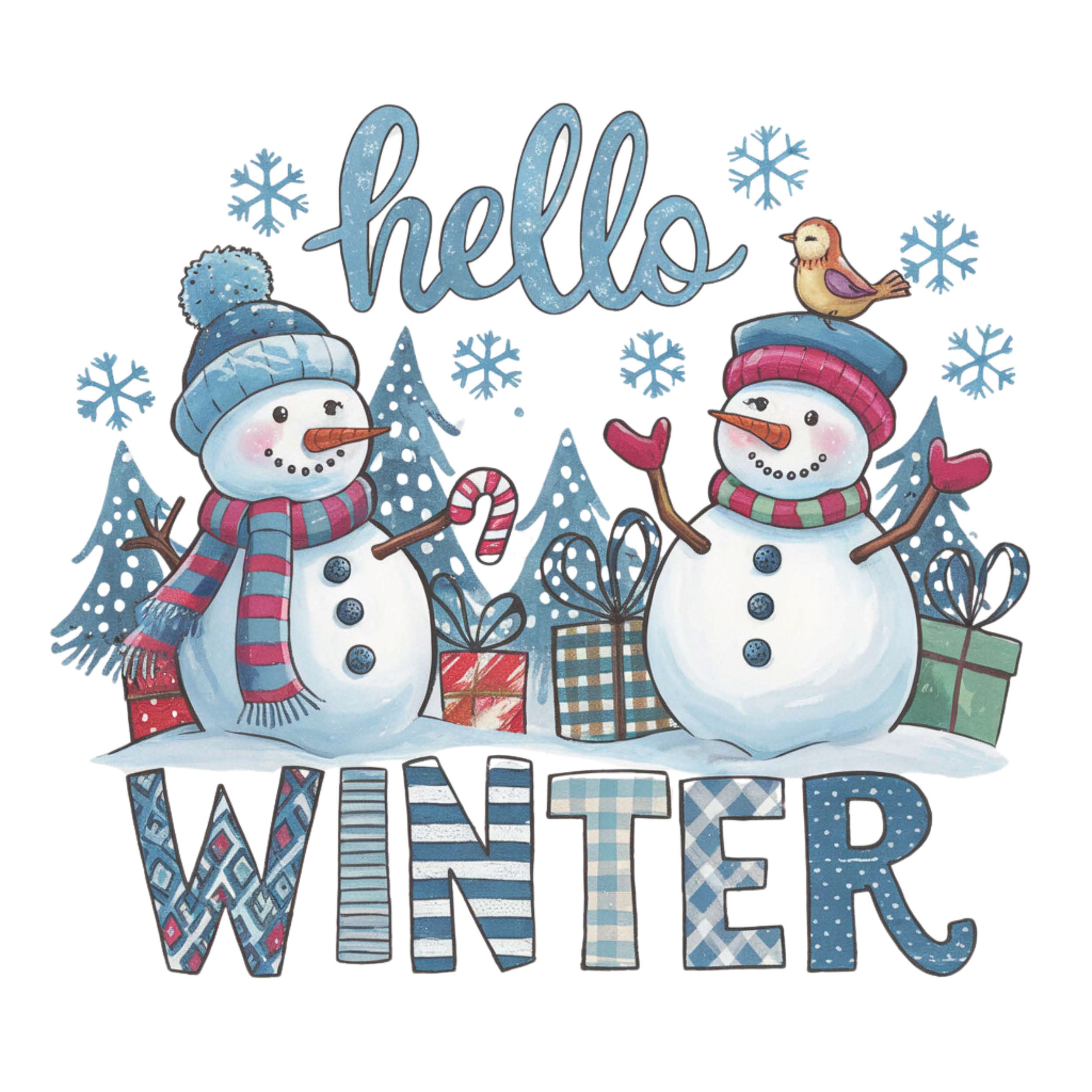 Stamped Cross-Stitch - Hello Winter - Partial Coverage 11ct 14ct Cotton & Silky Threads Charlie's Official Store