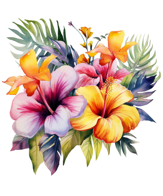 Hawaiian Tropical Flowers Counted Cross Stitch Digital Download - Charlie's Diamond Painting