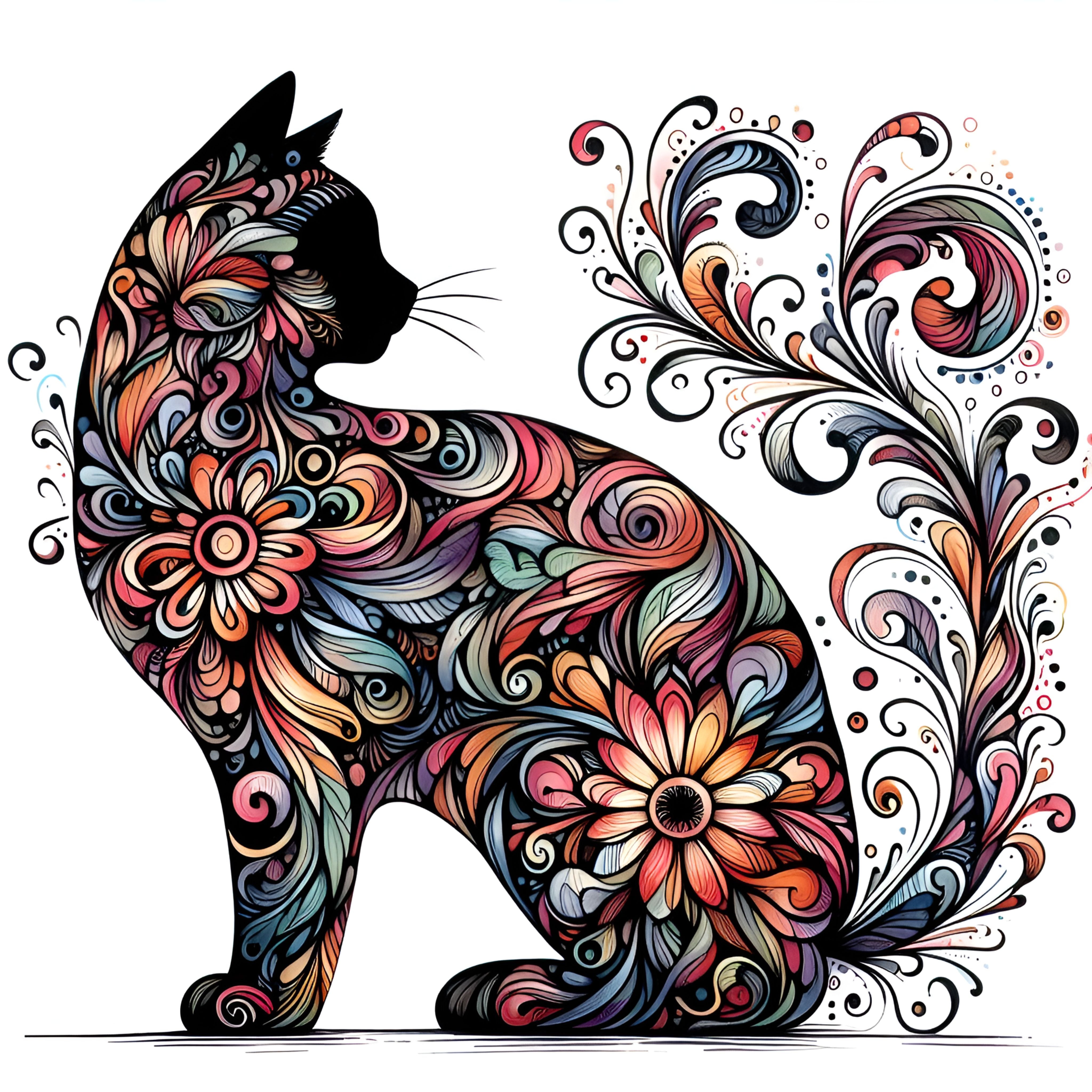 Counted Cross Stitch - Abstract Silhouette Cat - Digital Download PDF download file (Copy) Charlie's Official Store