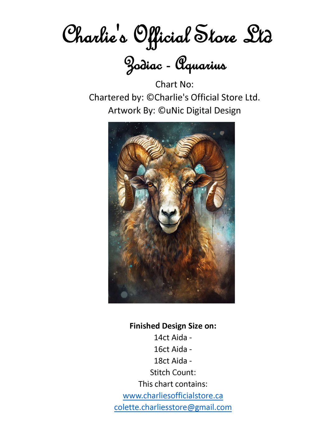 Zodiac - Aries Counted Cross Stitch Digital Download - Charlie's Diamond Painting